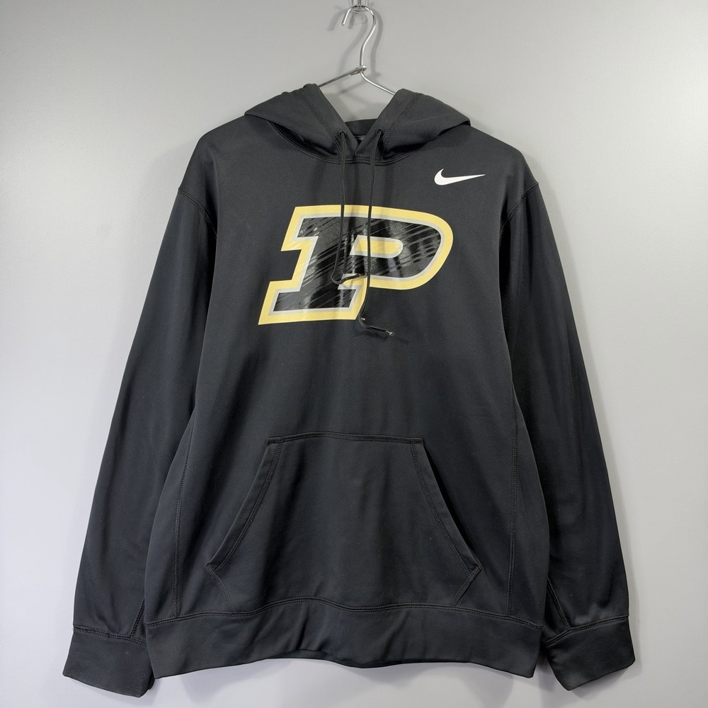 Purdue Boilermakers Hoodie Mens Medium Black NCAA Basketball Nike Therma-Fit
